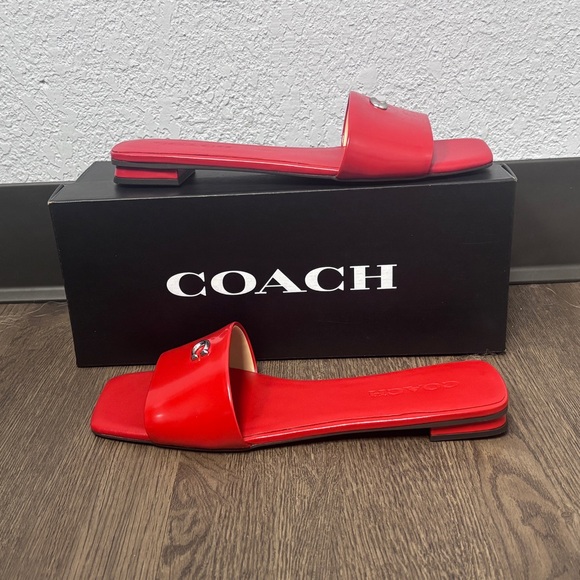 NWT & Box Coach W’s Sz 9 Sculpted C Flat Slip-On Sandals in Sport Red - Picture 6 of 15